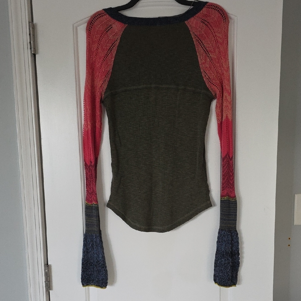 We The Free Olive and Pink Long Sleeve Bodysuit - Picture 3 of 4